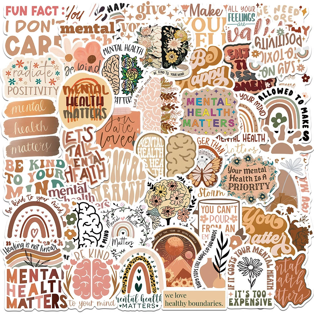 50 бохо стиль психическое здоровье наклейки DIY чемодан для ноутбука скутер наклейки водонепроницаемый