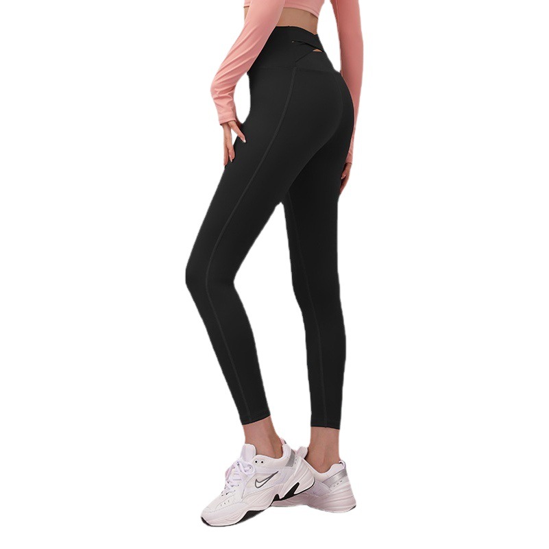 Juyitang nude pantalones de yoga sin costuras espalda Cruz melocotón cadera cintura alta cadera levantamiento Delgado deportes fitness pantalones para mujeres