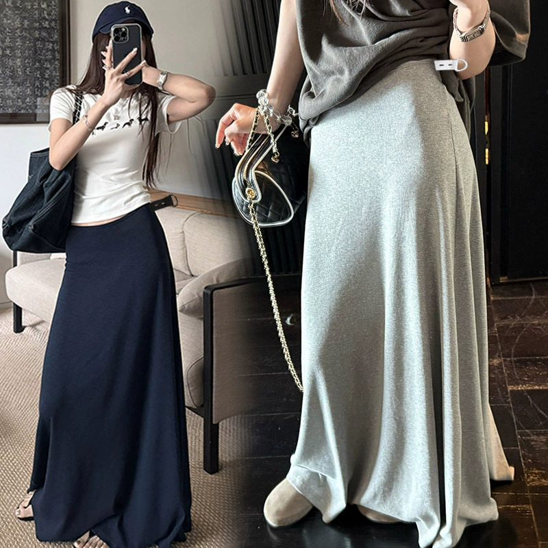 Готовая юбка для беременных с атмосферой, новый стиль, задний разрез, драпированная, непринужденная и регулируемая юбка для беременных.