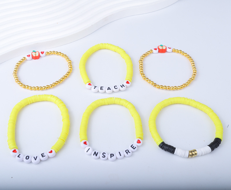 25g Weight Bracelets Classification soft clay Chain Material 1 Set Quantity Holiday, Daily Occasion soft clay Material Letter Pattern Unisex Gender Sweet Style Sweet Letter Soft Clay Wholesale Bracelets 2