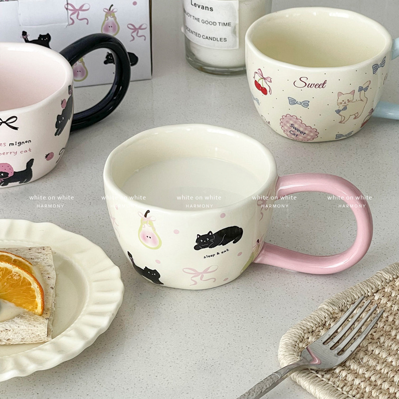 見栄えの良いマグカップ、お土産、絶妙で美しいマグカップ、かわいいミルク朝食カップ、セラミックラテコーヒーカップ|undefined