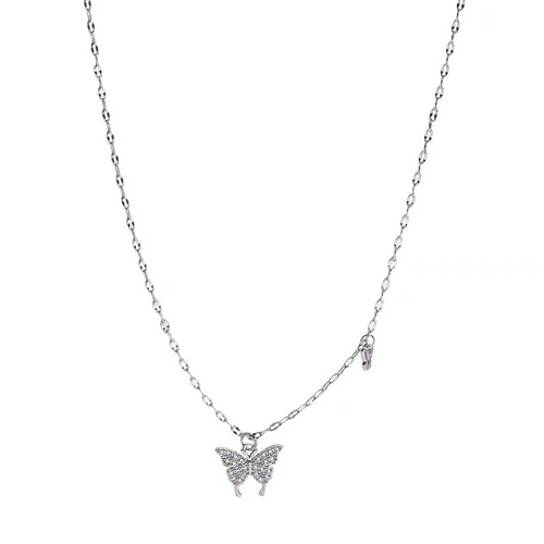 Silver Butterfly Necklace for Women - Summer  New Design, Unique Style, Light Luxury High-End Lockchain