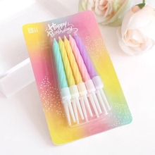 生日蜡烛 马卡龙彩色螺纹小蜡烛 儿童派对装饰用品蛋糕蜡烛