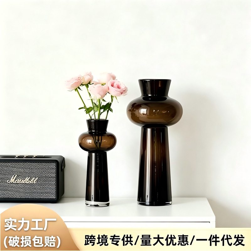 Antique glass vase Nordic high quality living room flower arrangement ornaments desktop porch decorative flower wholesale Antique glass vase Nordic high quality living room flower arrangement ornaments desktop porch decorative flower wholesale