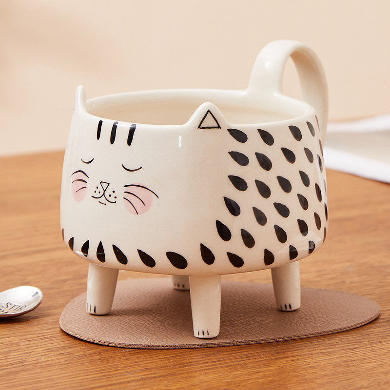 Cat four-legged ceramic cup home office high-looking personality abstract illustration water cup coffee breakfast single Cup
