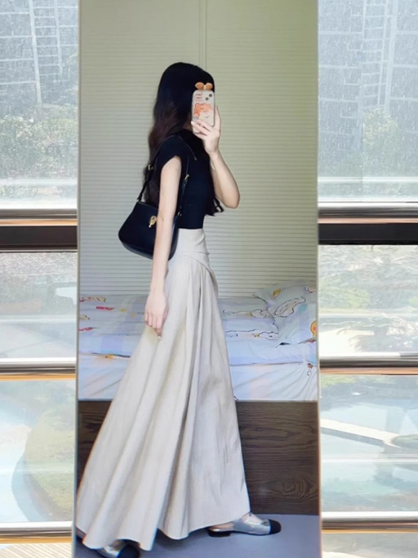 梨形身材不规则半身裙女夏季新款胖妹妹mm高腰显瘦中长款a字裙子|undefined