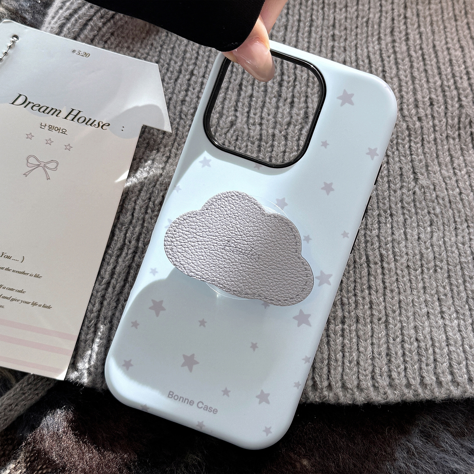 Funda para iPhone 16 con textura de cuero y soporte tipo nube, compatible con 17 Pro Max, 13, 12, diseño de estrella de alta gama. image 8