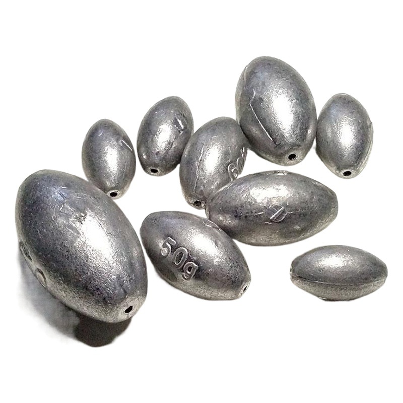 Plastic Core Hollow Lead Sinker for Long-Distance Casting, Hollow Olive-Shaped Lead Sinker, Fishing Gear and Accessories