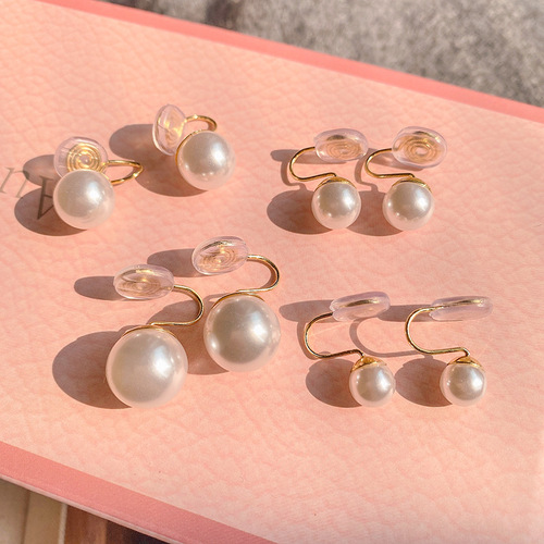 No piercing mosquito coil disc ear clip for girls French retro pearl high-end light luxury temperament ear bone clip simple earrings