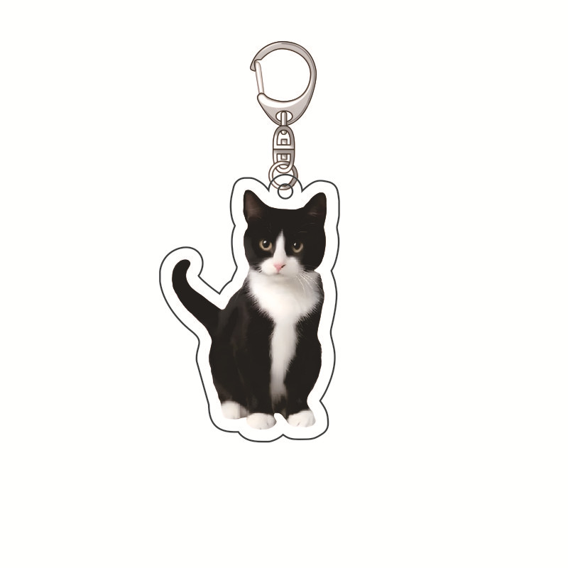 Plátano gato feliz gato acrílico llavero comida gato gato cabeza emoji paquete llavero divertido