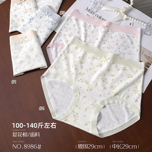 100-140斤中大码女士时尚印花透气舒适亲肤提花棉三角内裤8986宠