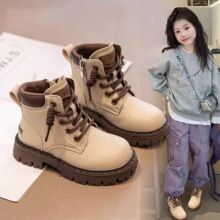 女童马丁靴2025新款秋冬款儿童靴子男童加绒棉鞋短靴女孩皮靴冬季