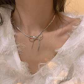 日韩简约甜美蝴蝶结项链女百搭高级感甜酷辣妹蝴蝶锁骨链颈链