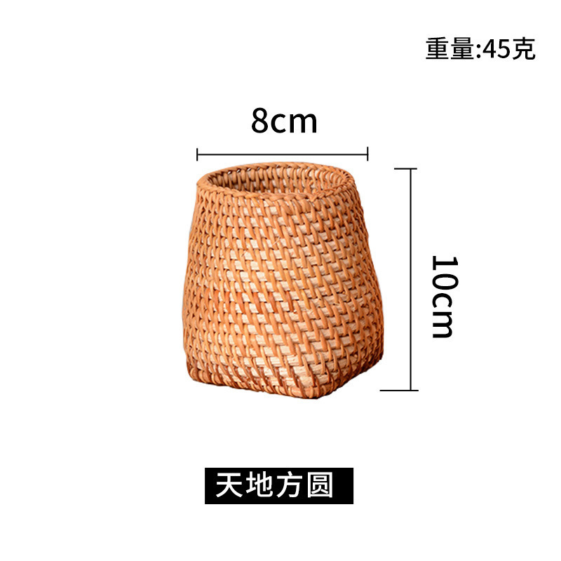 貿易卸売手織り茶道アクセサリーオフィス収納防カビ無垢材ラウンドペンホルダー収納デスクトップ|undefined