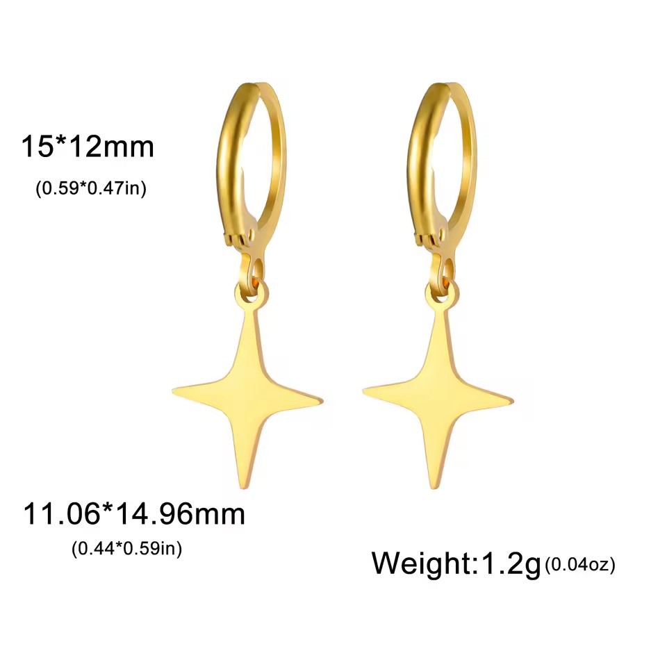 Women's Gender 1 Pair Simple Style Star Moon Plating 304 Stainless Steel Drop Earrings