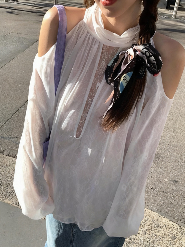 斩男更斩女 超嗲芭蕾白纯欲温柔千金感无袖挂脖上衣|undefined