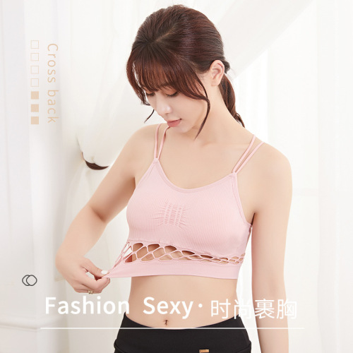 Foreign trade cross-border sexy hollow cross beautiful back-wrapped bra and tube top for women yoga running no rim bra and tube top