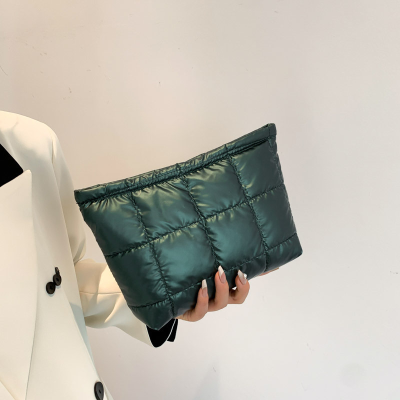 2023 Autumn New Embroidered Plaid Small Square Bag Korean Style Trendy Glossy Women's Bag Clutch Bag Casual Small Bag Trendy