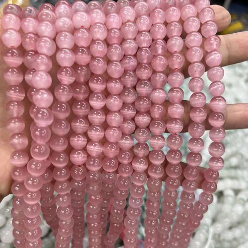 New Cat's Eye Stone Dual Color Round Bead Bracelet Semi-Finished Bead DIY Jewelry Accessories Round Beads Wholesale Scatter