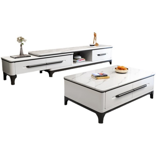Anti-scald coffee table TV cabinet combination modern simple living room retractable household Nordic slate storage floor cabinet