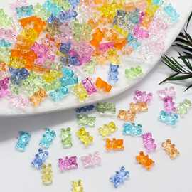 网红冰透果汁熊可爱迷你小熊树脂美甲饰品DIY手机壳戒指发夹材料