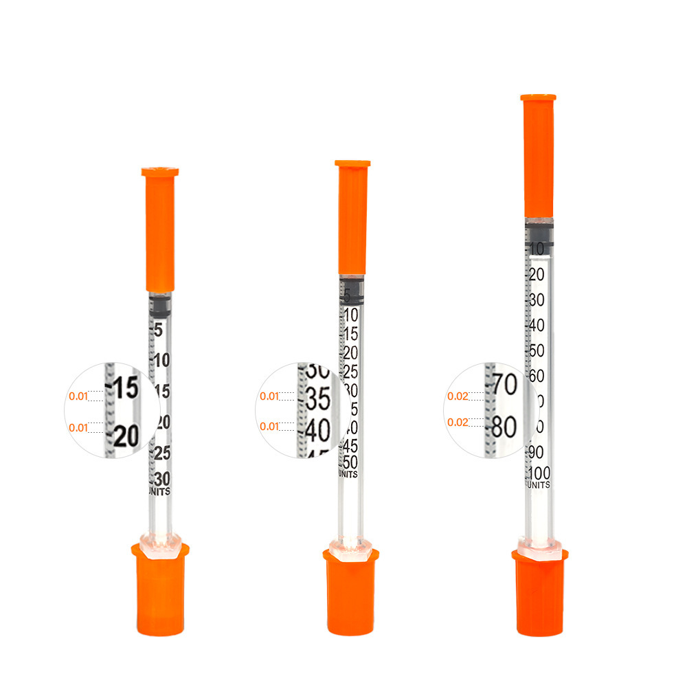 Comercio exterior 0.5ml / 0.3ml alimentador de jeringa desechable tipo mano Amazon inyección de insulina aguja