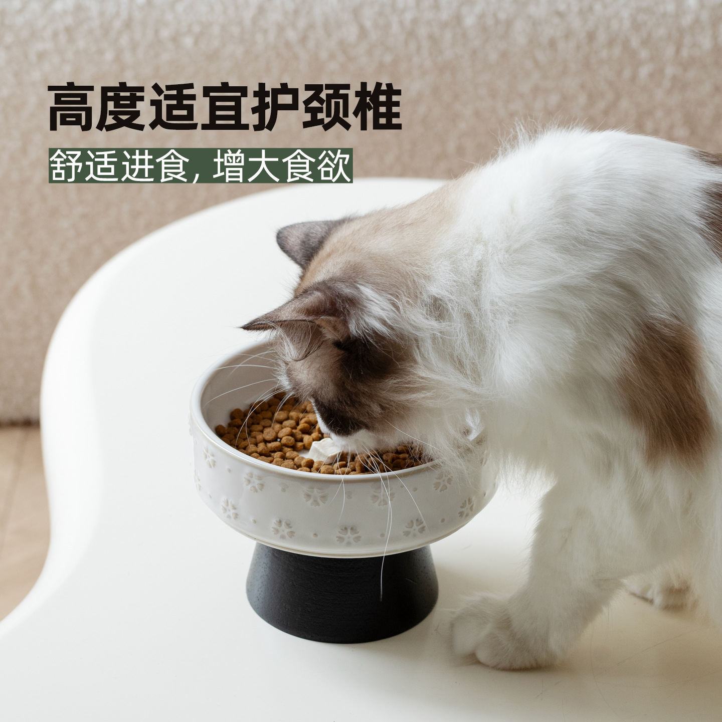 Cerámica de alto valor, gran mascota de pies altos, tazón para beber para gatos, protección para el cuello, anti-volcado, gato, lavabo para perros, Amazon transfronterizo