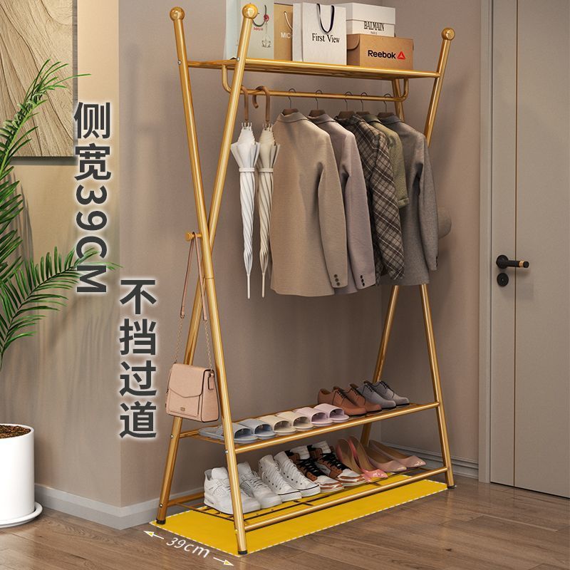 Household floor-standing vertical clothes rack indoor clothes drying rod simple bedroom clothes drying rack light luxury Internet celebrity coat rack