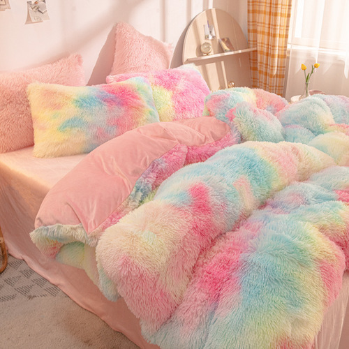 Mink velvet four-piece set, winter plush quilt cover, pillowcases, crystal velvet sheets, milk velvet set wholesale cross-border