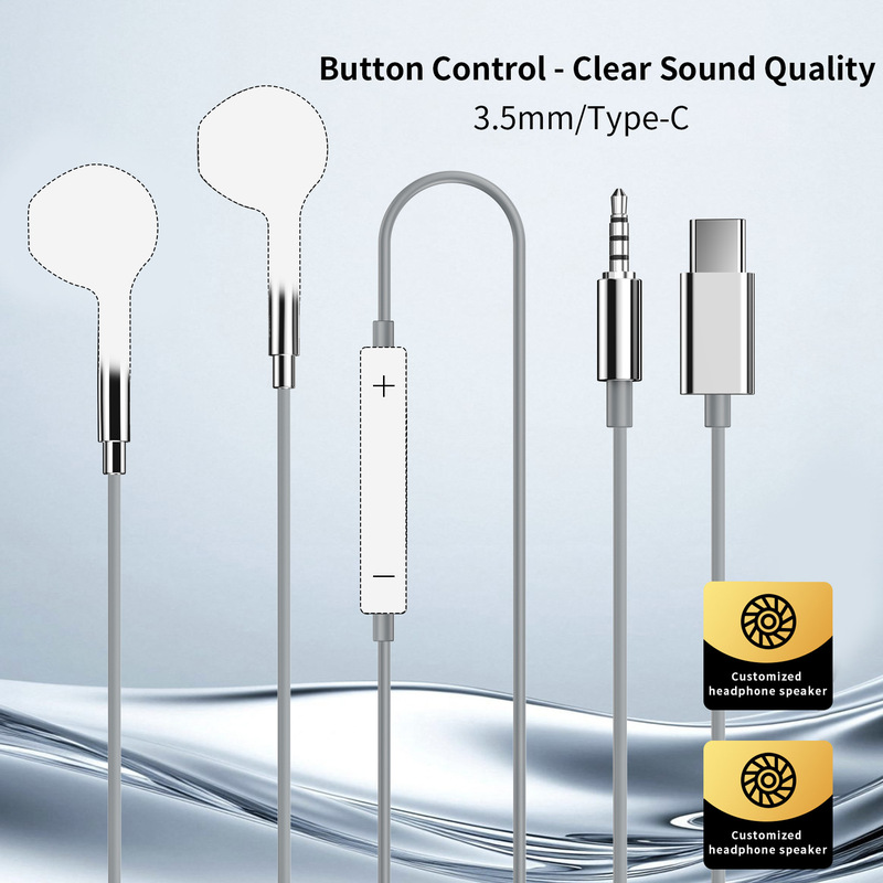 Silver-Plated Wired In-Ear Headphones with a Novel and Trendy Appearance, Universal Headphones in Silver Color for Studying and Listening to Music
