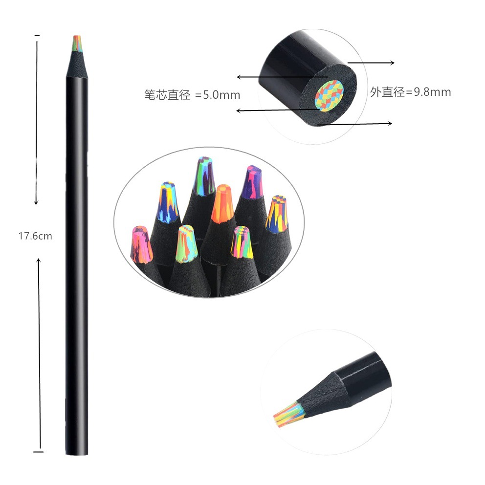 Pluma de pintura de color mezclado de 8 colores una pluma de arco iris multi-core lápiz de arco iris de 12 colores