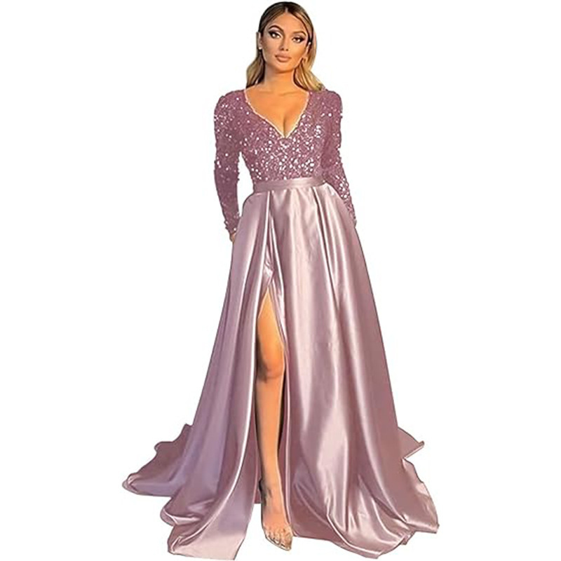 European and American Foreign Trade Cross-Border Amazon Summer Party Dress Long Sequined Dress Evening Gown