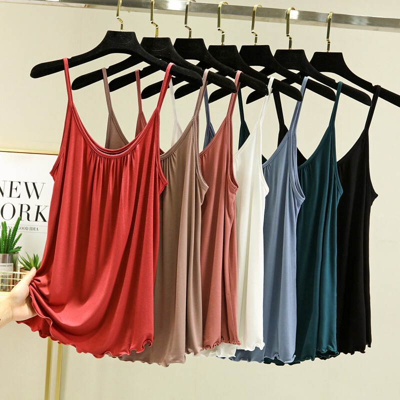 Modal Camisole for Women, Summer Thin Sleeveless Top, Large Size, Loose Fit, Suitable for Outerwear or Layering, Pleated Loungewear