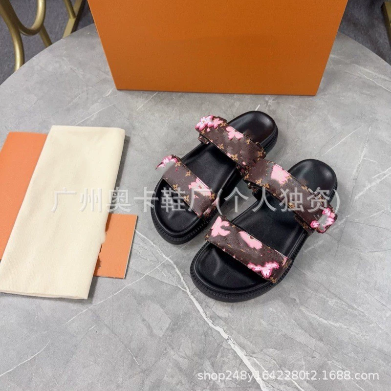 Европейские и американские экспортные тапочки на липучке 2025 года, пляжные тапочки для пар «персиковый цвет» на десять миль.