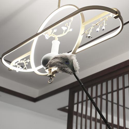 IYR7 feather duster for dusting peacock and ostrich feathers, bamboo long-handled dust remover for bedroom, electrostatic dust cleaning room