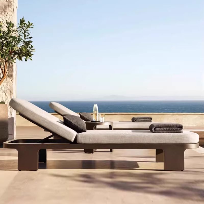 Sofá al aire libre exportación de aluminio patio villa hotel madera maciza al aire libre a prueba de lluvia y protección solar jardín muebles de terraza