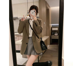 2025秋装新款西装外套女高级炸街设计感小众休闲咖色显瘦小西服