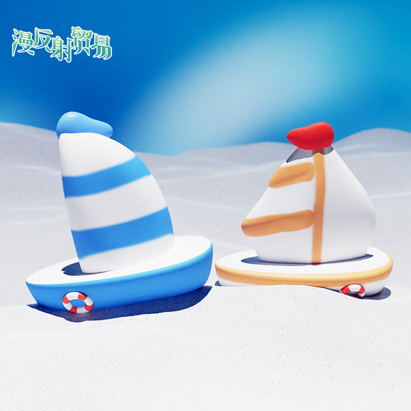 Estilo al por mayor decoración de vela botella a la deriva PVC vela blanca barco sólido personalidad creativa paisaje de fondo hundido junto al mar