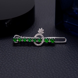 Jin Yutang Silver Set Emerald Egg Noodles Hairpin