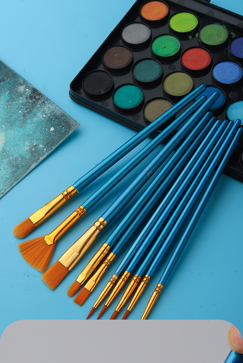 Cross-border wholesale nylon gouache watercolor paint brush oil paint brush set red handle blue handle black handle acrylic paint brush