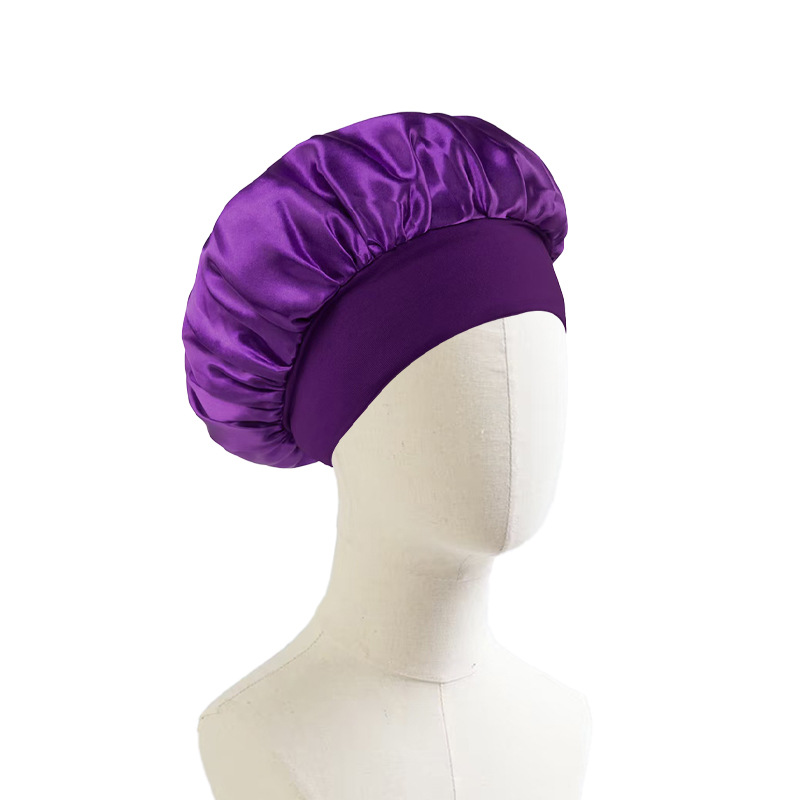 Gorro de Noche de Satén para Mujer con Borde Ancho para Dormir y Cuidado del Cabello image 8
