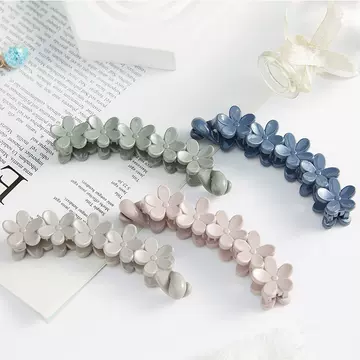 Korean simple frosted vertical hair clip small flower ponytail hair clip back head banana clip plum blossom twist clip wholesale vertical clip - ShopShipShake