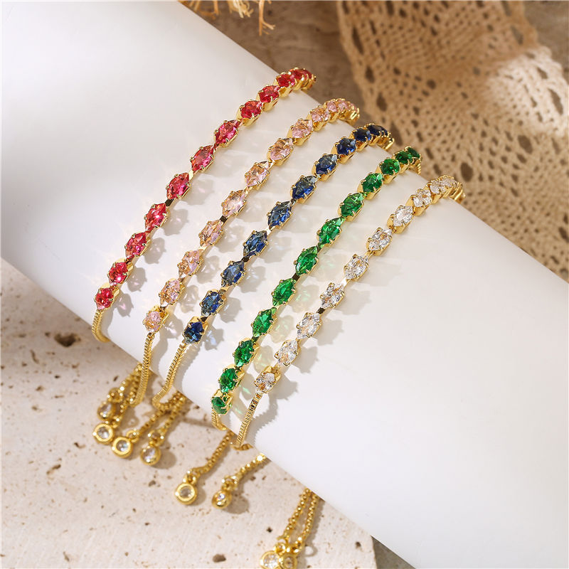 7g Weight Zircon Inlay Material Elegant Shiny Geometric Copper Inlay Zircon Bracelets
