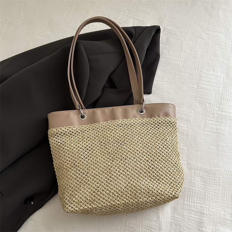 Modische Geflochtene Strohtasche Für Damen Große Schultertasche_voghion.com