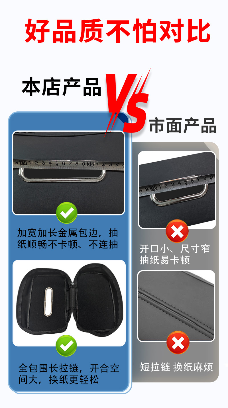Suitable for Cross-Border Use in the Us, Japan, and Europe, Large-Sized Car Tissue Box with Large Opening, Large Capacity, Hanging Type, Direct from the Source Factory