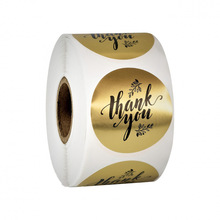 H 33469 Matte Gold Round Thank You Sticker ��ɫԲ�θ�л��ֽ