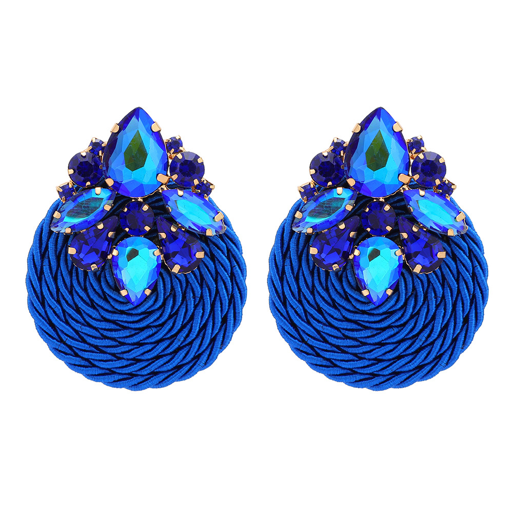 Earrings Classification 1 Pair Quantity Daily, Shopping Occasion 1 Pair Retro Ethnic Style Round Colorful Ethnic Rhinestone Handmade Women'S Earrings