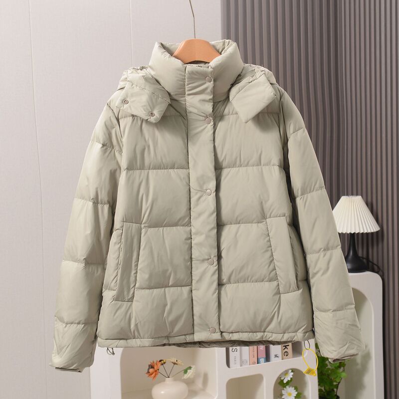 25冬季新款lu家连帽五格泡芙羽绒服休闲修身鸭绒保暖外套面包服|undefined