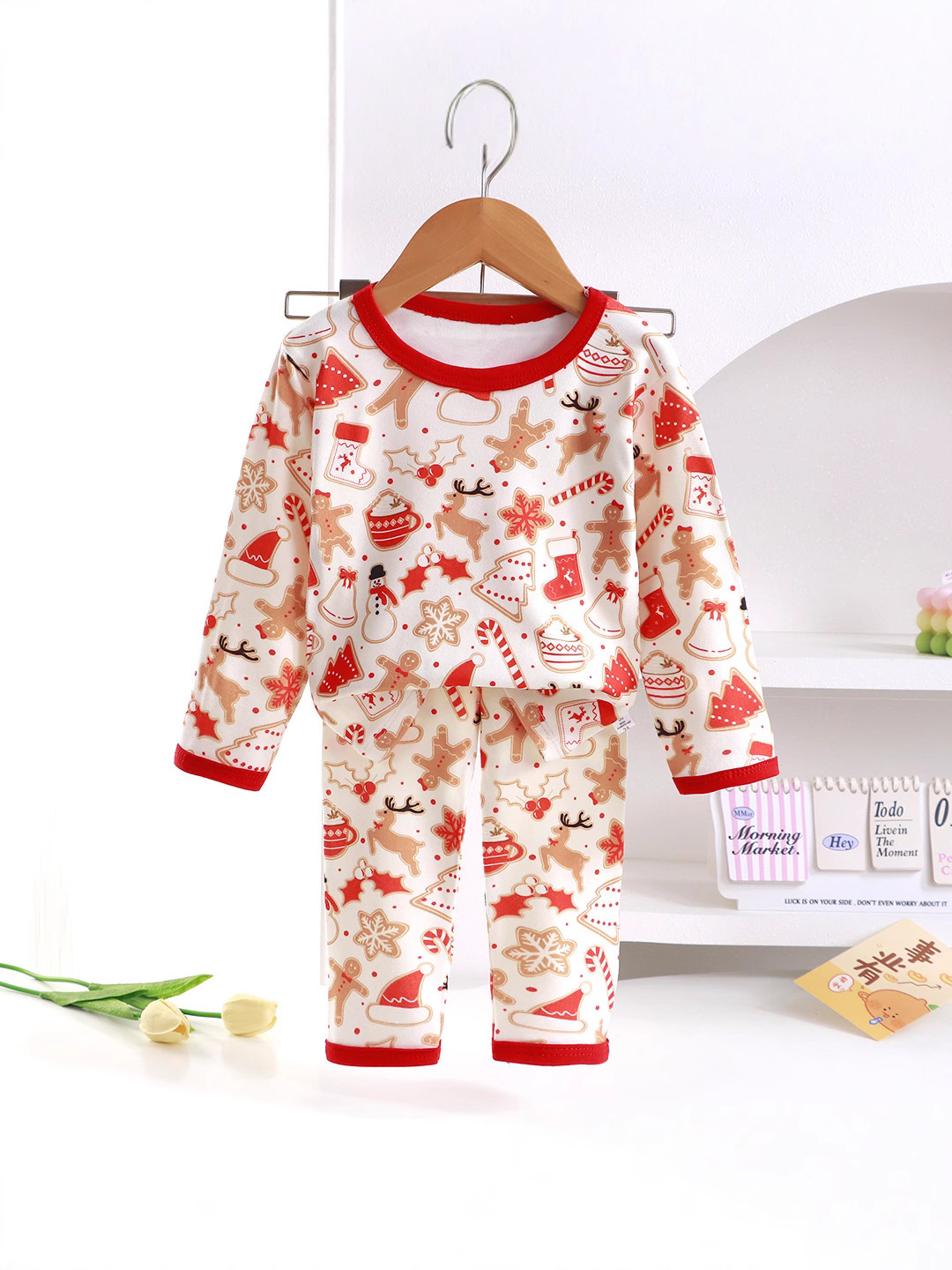 Ropa de Navidad para niños pijamas para niños niñas de terciopelo calentamiento ropa interior ropa de otoño pantalones de otoño ropa infantil al por mayor