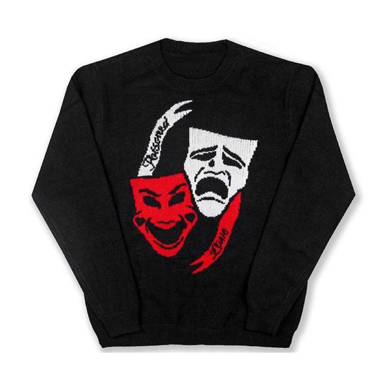 Funny skull loose fitting pullover for autumn winter, men's and women's round neck knitted sweater Y2K personalized_voghion.com